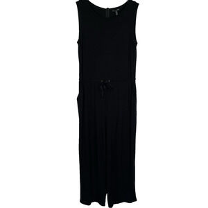 Eileen Fisher Jumpsuit Size XS Black Wide Leg Cropped Soft Stretch Minimalist